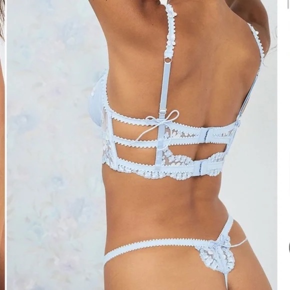 New! GARTER PANTY For Love and Lemons Blue Daisy 2 Piece Set 31342 - Picture 5 of 16